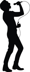 Musician silhouette full body illustration. People pose while playing music.