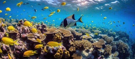 Vibrant Underwater Scene with a Variety of Fish and Corals
