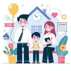 parents day silhouette vector simple illustration and White background , Adobe Illustrator Artwork