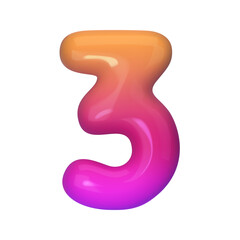 Stylish 3D number 3 with red and purple gradient. Modern, vibrant, and abstract. Perfect for digital art, graphic design, and creative projects. Vector illustration