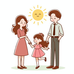 parents day silhouette vector simple illustration and White background