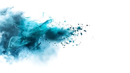 Fototapeta premium Cool watercolor shades of blue and teal, designed to convey tranquility and energy for sport-related visuals. Transparent background. copy space for text, focus cover all aspects, deep depth of