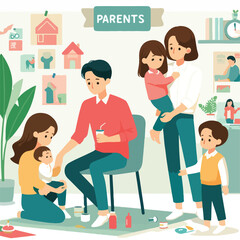 parents day silhouette vector simple illustration and White background