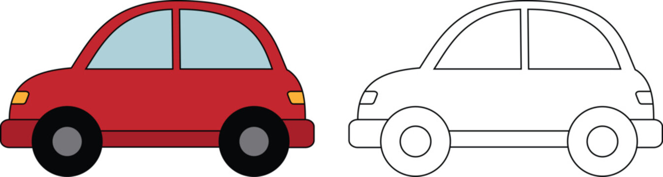 Car, transportation, vehicle, outline coloring page for kids