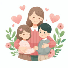 parents day silhouette vector simple illustration and White background