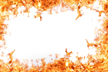 fire frame border isolated on transparent background, PNG