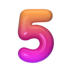 Stylish 3D number 5 with red and purple gradient. Modern, vibrant, and abstract. Perfect for digital art, graphic design, and creative projects. Vector illustration