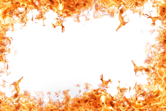 fire frame border isolated on transparent background, PNG