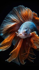 Obraz premium Beautiful colorful fighting fish on a black background