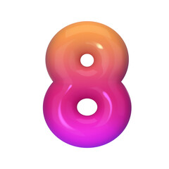 Stylish 3D number 8 with red and purple gradient. Modern, vibrant, and abstract. Perfect for digital art, graphic design, and creative projects. Vector illustration