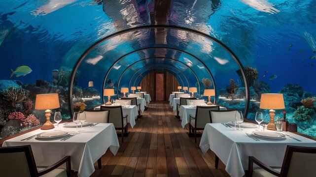Restaurant under the aquarium