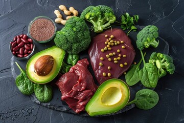 Rich Iron Foods: Fe-Rich Products and Nutrient-Rich Collection of Organic Food