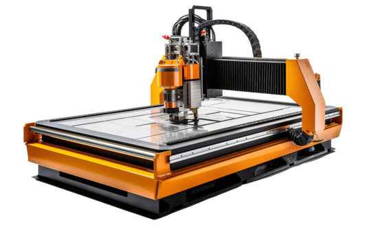 A Precision Cutting Machines Precision: A CNC Router In Action on a White or Clear Surface PNG Transparent Background