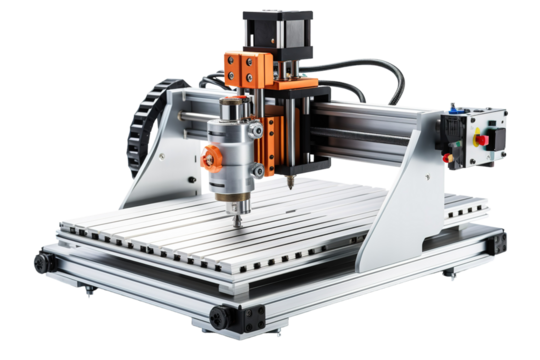 A Precision CNC Router Ready To Carve Its Mark on a White or Clear Surface PNG Transparent Background