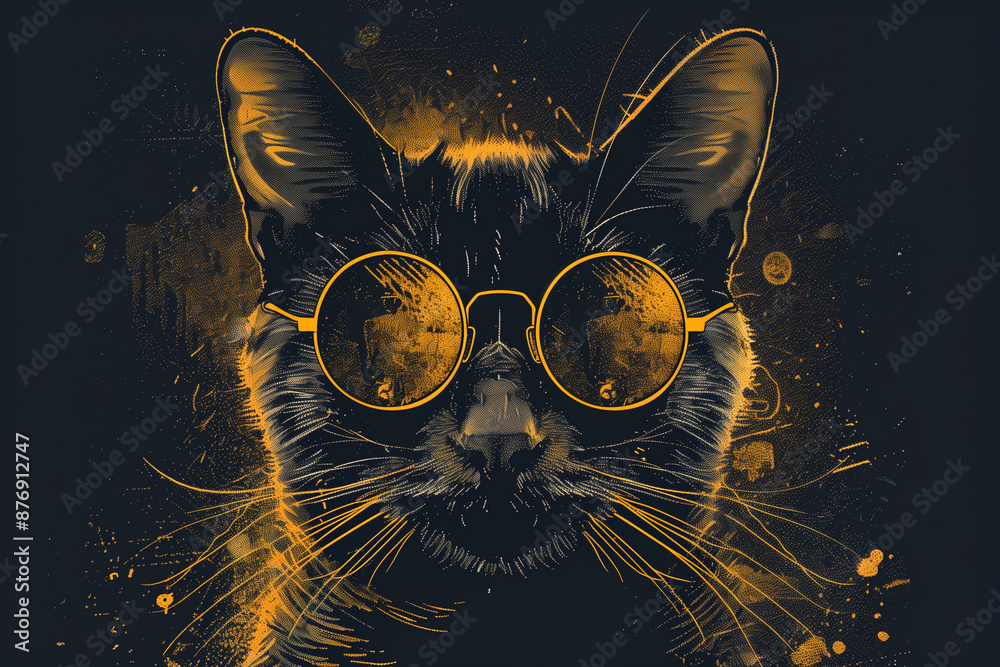 Wall mural russian cat with glasses