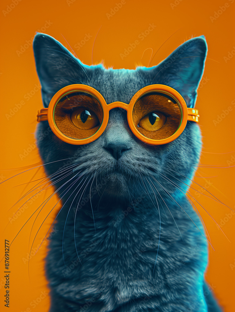 Wall mural russian cat with glasses