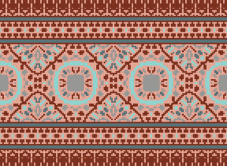 Beautiful ikat ethnic pattern. Seamless pattern in tribal, folk embroidery, and Mexican style; Abstract ethnic Aztec art. Geometric seamless pattern in tribal.