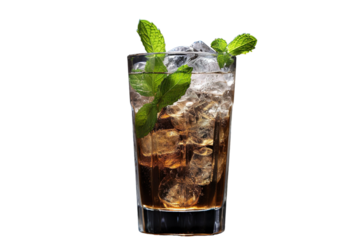 A Refreshing Glass of Iced Tea With Mint Garnish on a White or Clear Surface PNG Transparent Background