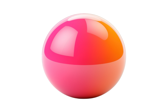 A Shiny Pink And Orange Sphere Against A White Background on a White or Clear Surface PNG Transparent Background
