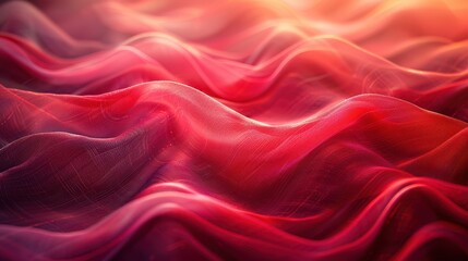 Obraz premium This image features flowing red fabric waves that are beautifully illuminated with warm lighting, creating a visually captivating scene full of elegance and vibrancy.