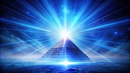 Pyramid emitting powerful energy beam, pyramid, energy, beam, power, futuristic, sci-fi, technology, abstract, light, geometric