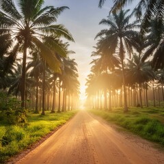 Obraz premium 아름다운 야자수 숲길