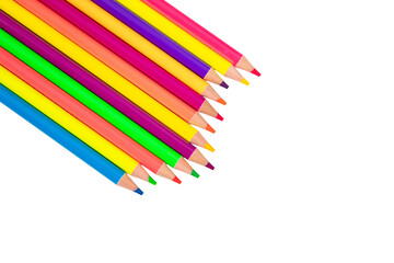 Rainbow colors drawing pencils isolated on on white, transparent. Kids creativity, back to school concept