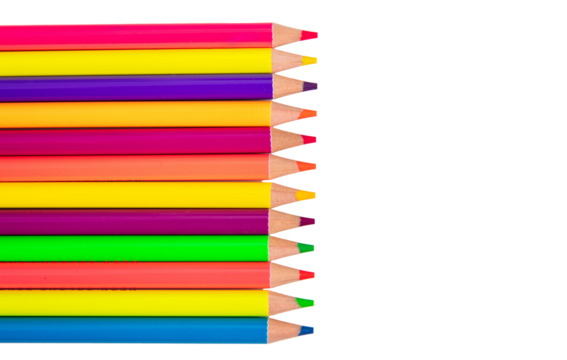 Rainbow colors drawing pencils isolated on on white, transparent. Kids creativity, back to school concept