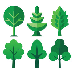 Fototapeta premium Diverse trees cartoon pack
