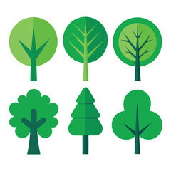 Fototapeta premium Diverse trees cartoon pack