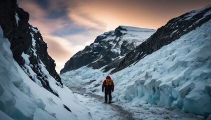 Antarctic Wanders in Cloudy Winter: The Scout's Trek Immersed in Landslide