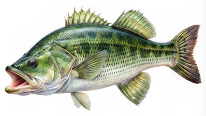Fototapeta premium Largemouth Bass Are A Popular Game Fish Found In North America. They Are Known For Their Large Mouths And Aggressive Behavior.