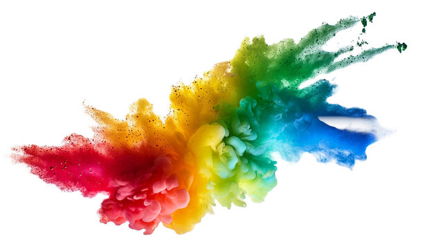 Farbexplosion oder Farbwolke, Explosion eines staubf&ouml;rmigen Stoffes der in den Regenbogenfarben zerst&auml;ubt wird. 