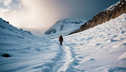 Snowfield Arcana in Cloudy Winter: The Pathfinder's Jaunt Immersed in Landslide