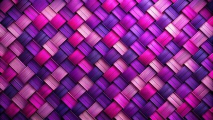 Fototapeta premium Vibrant purple and pink woven parallelograms create a modern, high-contrast, geometric abstract background with a textured, digital rendering aesthetic.