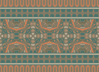 Beautiful ikat ethnic pattern. Seamless pattern in tribal, folk embroidery, and Mexican style; Abstract ethnic Aztec art. Geometric seamless pattern in tribal.