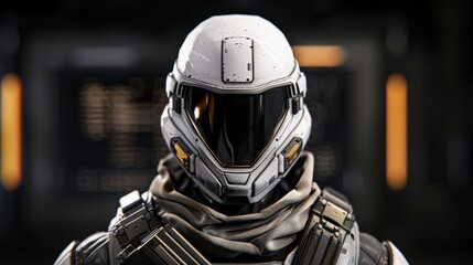 Fototapeta premium Advanced composite armor with a warm, inviting aesthetic, blending strength and comfort in a futuristic design, highlighting defense capabilities