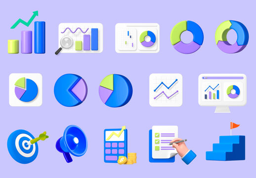 3D Business Design Element Set