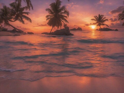 beautiful sunset in a tropic beatch