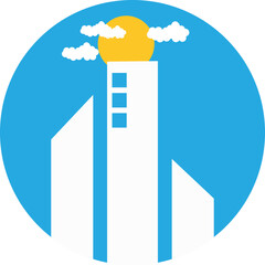 Building and sunset logo, vector art, cloud and building vector