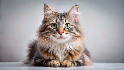 Playful domestic cat with fluffy fur and bright eyes, feline, pet, whiskers, playful, curious, fluffy, adorable, domestic, animal