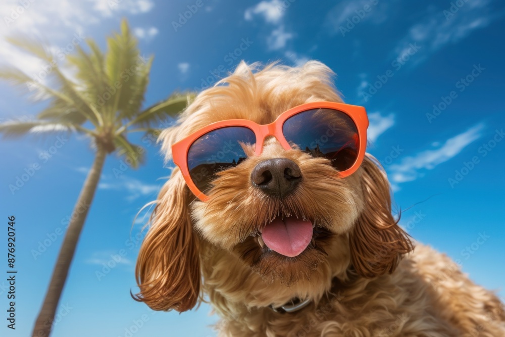 Wall mural sunglasses summer dog photography.