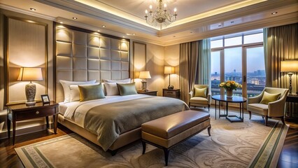 Comfy Hotel Room With King Size Bed, Sitting Area And Amazing City View.