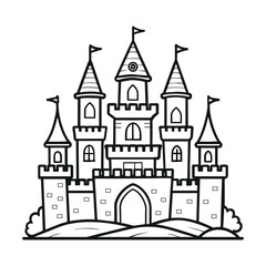 Obraz premium Medieval castle sketch. Vector illustration on white background Cartoon