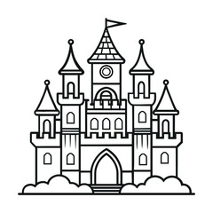 Obraz premium Medieval castle sketch. Vector illustration on white background Cartoon