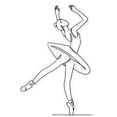 continuous single drawn one line  ballerina dance hand-drawn picture silhouette. Line art. doodle © nasharaga