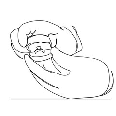 continuous single drawn one-line engagement ring in hands hand-drawn picture silhouette. Line art. doodle