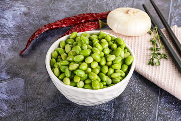 Bowl of delicious edamame beans