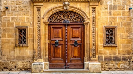 Ancient wooden door with ornate metal accents in Mdina, Malta, Door, Mdina, Ancient, Wooden, Ornate, Metal