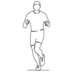 continuous single drawn one line man running, running a marathon hand-drawn silhouette picture....